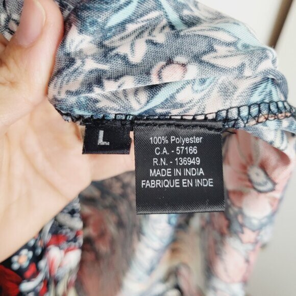 Women's Black Multicolored Floral Print Sleeveless Lightweight Casual Dress Sz L - Picture 4 of 7